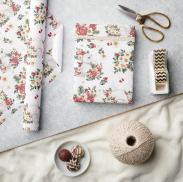 Papel De Presente Coelho de Inverno Floral | Festa de Aniversário