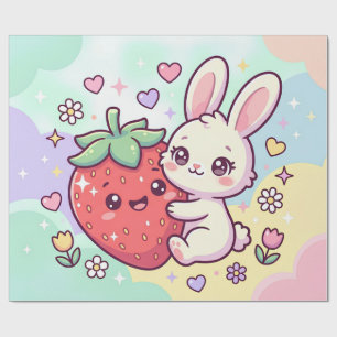Papel De Presente Coelho de Morango Doce