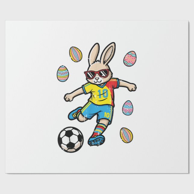 Papel De Presente Coelho de Páscoa Chute de Futebol Coelho Futebol M (Aberto)