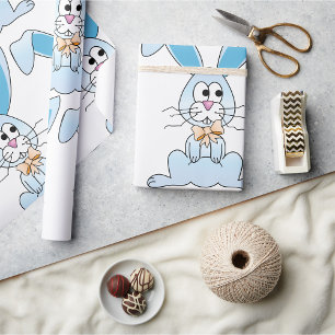 Papel De Presente Coelho de Páscoa com Gravata Borboleta