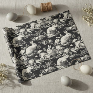 Papel De Presente Coelho de Páscoa de Toile Preta Elegante