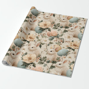 Papel De Presente Coelho de Páscoa Floral Vintage (1)