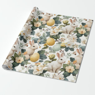 Papel De Presente Coelho de Páscoa Floral Vintage (7)