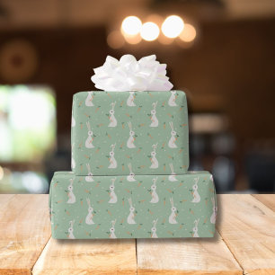 Papel De Presente Coelho de Páscoa fofo & padrão de cenoura em verde