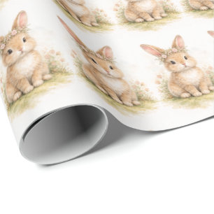 Papel De Presente Coelho de Páscoa Vintage Coelho Ovo Aquarela