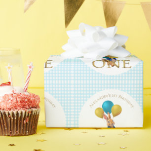 Papel De Presente Coelho de Primeiro Aniversário Personalizado Xadre