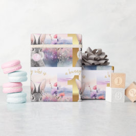 Papel De Presente Coelho de primeiro aniversário soprando chiclete r