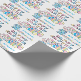 Papel De Presente Coelho e Ovos Felizes de Páscoa -