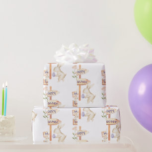 Papel De Presente Coelho Fofo e Ovo Feliz Páscoa