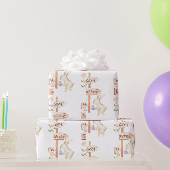 Papel De Presente Coelho Fofo e Ovo Feliz Páscoa (Presentes para festas)