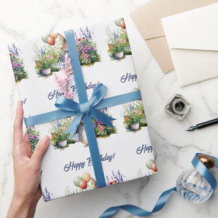 Papel De Presente Coelho inteligente Balões Feliz Aniversário
