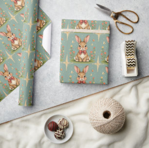 Papel De Presente Coelho marrom fofo e adorável com gravata borbolet