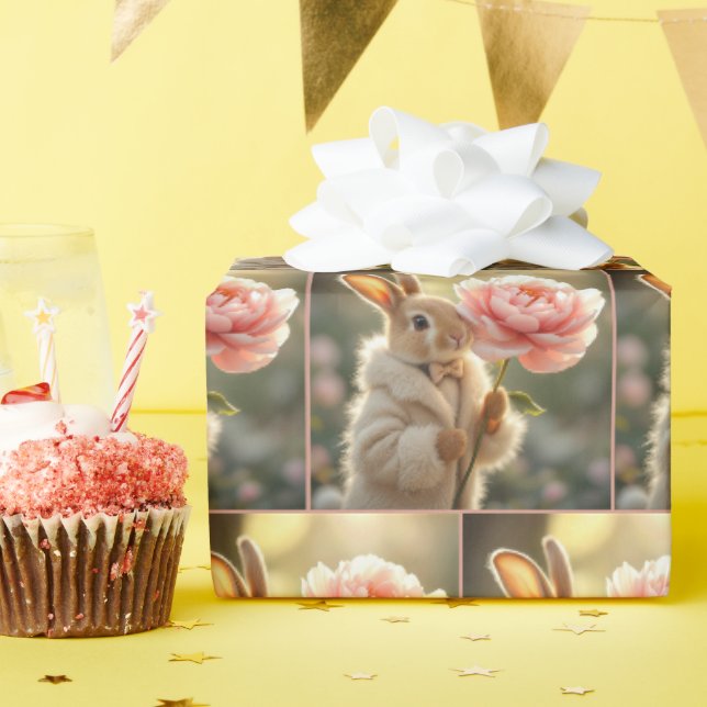 Papel De Presente Coelho Usando um Casaco de Peles (Festa de aniversário)