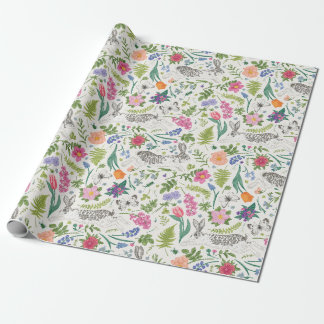 Papel De Presente Coelhos, Borboletas e Flores