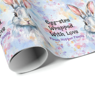Papel De Presente Coelhos de Páscoa em aquarela