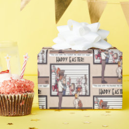 Papel De Presente Coelhos Em Papel De Enrolamento De Lineup