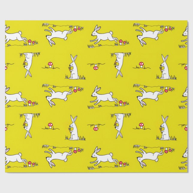 Papel De Presente Coelhos em um Fundo Amarelo (Aberto)