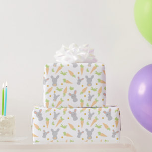 Papel De Presente Coelhos fofos e presentes de Páscoa de cenouras