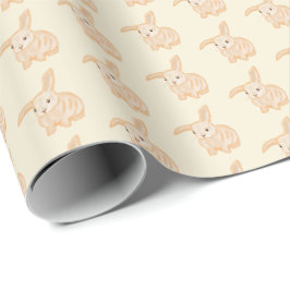 Papel De Presente Coelhozinho Marrom Fofo - transparente sobre bege.