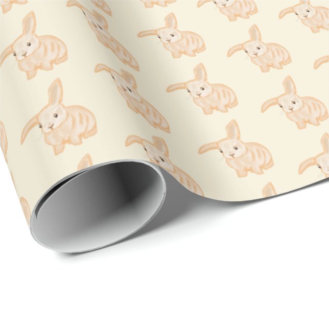 Papel De Presente Coelhozinho Marrom Fofo - transparente sobre bege. (Ponta do rolo)