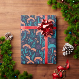 Papel De Presente Cogumelo Fungo Roxo Laranja Mágico Divertido