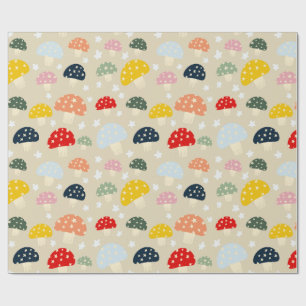 Papel De Presente Cogumelos Estrelados