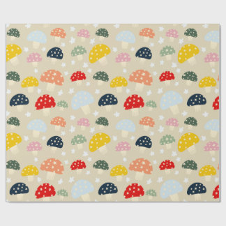 Papel De Presente Cogumelos Estrelados