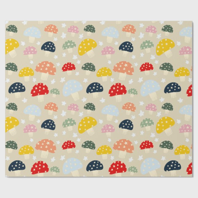 Papel De Presente Cogumelos Estrelados (Aberto)
