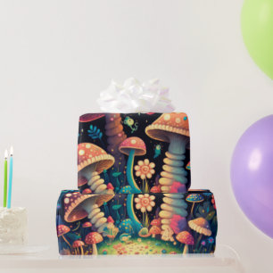 Papel De Presente Cogumelos fofinhos, algodão, padrão de moldagem Pa