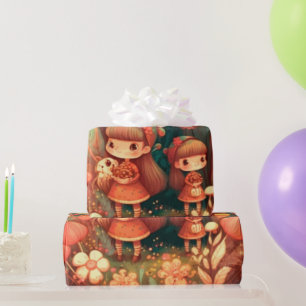 Papel De Presente Cogumelos fofinhos, algodão, padrão de moldagem Pa