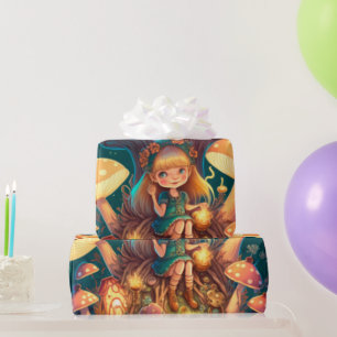 Papel De Presente Cogumelos fofinhos, algodão, padrão de moldagem Pa