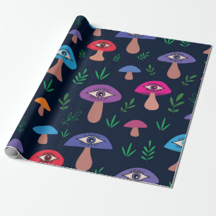 Papel De Presente Cogumelos psicodélicos trippy  