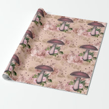 Cogumelos Rosa Woodland Deus Floral Vintage