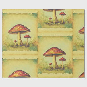 Papel De Presente Cogumelos Vintage