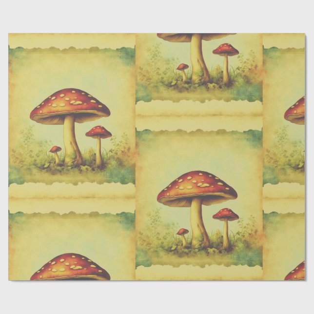 Papel De Presente Cogumelos Vintage (Aberto)