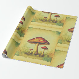 Papel De Presente Cogumelos Vintage
