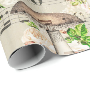 Papel De Presente Cogumelos Woodland Antiquado Boletus Music Notes
