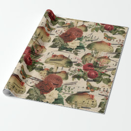 Papel De Presente Cogumelos Woodland Marsala Mint Floral Notas Músic