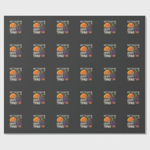 Papel De Presente Coisas Assustadoras Gato de Halloween Bruxa Design