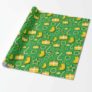 Papel De Presente Coisas de Natal divertidas em verde