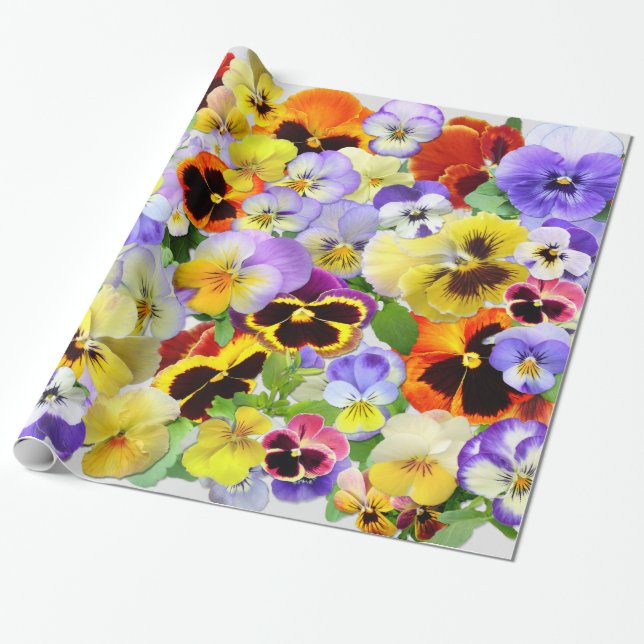 Papel De Presente Colagem Bonito de Pansy (Desenrolado)