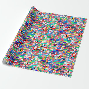 Papel De Presente Colagem da bandeira do mundo
