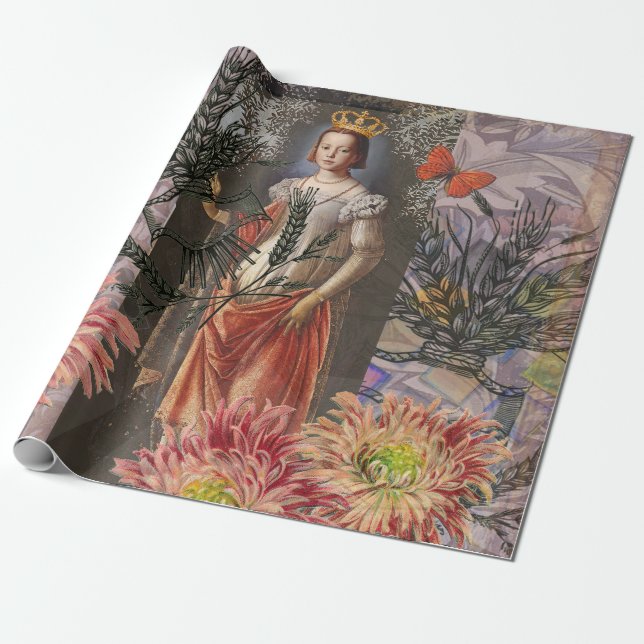 Papel De Presente Colagem da Deusa Virgem Celestial: Celestial Vinta (Desenrolado)