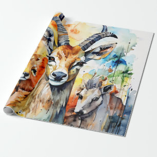 Papel De Presente Colagem de Aquarela Companhia da Natureza