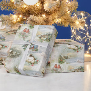 Papel De Presente Colagem de Cenas de inverno Russas Esparsas