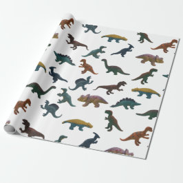 Papel De Presente Colagem de Dinossauros de Brinquedos Plásticos