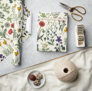 Papel De Presente Colagem de flores silvestres