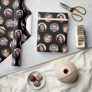 Papel De Presente Colagem de Fotografias de 3 Membros da Família