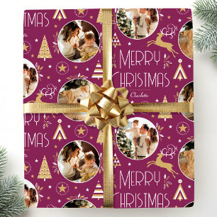 Papel De Presente Colagem de Fotografias de Rebelde Natal Elegante P