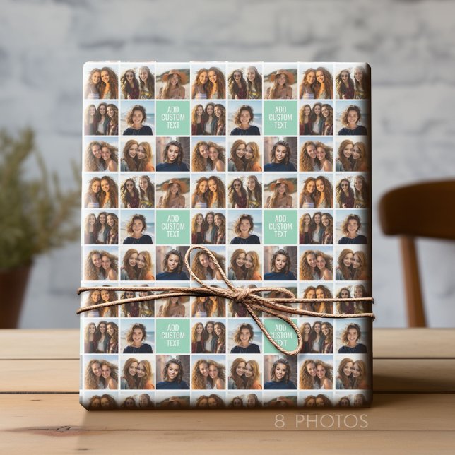 Papel De Presente Colagem de Fotografias Monograma Personalizado, Po (Custom Photo Wrapping Paper)